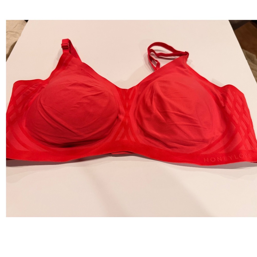 Honeylove Silhouette Wireless Bra XL Red Seamless Comfort Support Shaping